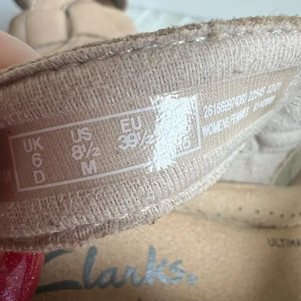 Clarks Collection Giselle Beach Wedge Sandals Size 8.5 Tan Leather Cork Platform